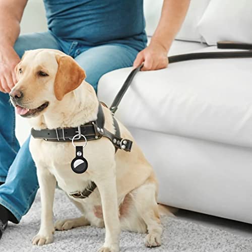 droperprote Protective Leather Case for AirTags,Durable Anti-Lost Anti-Scratch Holder Case for Airtag with Keychain Ring Compatible with Apple Air Tag 2021 for Pets,Keys,Luggage [Black 1 Pack]