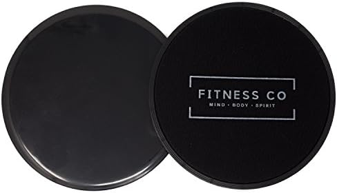 Fitness Co Gliding Discs Core Sliders - Set of 2 Black Gliding Discs - Dual Sided Use on Carpet or Hardwood Floors - Abdominal &amp; Total Body Exercise Equipment