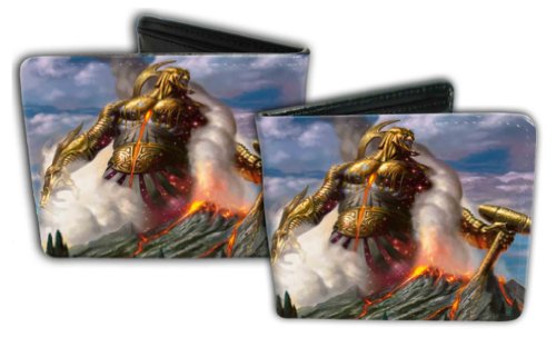 Magic The Gathering Bi-Fold Wallet - Logo w/ Mystical Fantasy Warrior w/ Giant Hammer