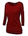 Made By Johnny MBJ WT822 Womens 3/4 Sleeve with Drape Top M Wine