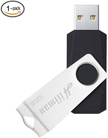 USB Flash Drive 32 GB, Hiiiman USB 2.0 Bulk Swivel Thumb Drive Jump Drive Zip Drive Memory Stick for Fold Data Storage - Share Photos and Videos, Black, 1 Pack