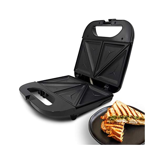 Geepas-800W-2-Slice-Sandwich-Maker-Cooks-Delicious-Crispy-Sandwiches-Cool-Touch-Handle-Automatic-Temperature-Control-and-Non-Stick-Plate-Breakfast-Sandwiches-Cheese-Snack-2-Years-Warranty Geepas Toastie Maker | 2 Slice Sandwich Toaster, Cooks Delicious Crispy Sandwiches | 750W, 2 Slice Sandwich Press | Cool…