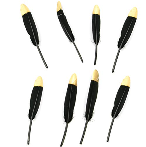 40pcs Gold Dipped Black Goose Feather, Natural Real Feather for Various Craft Art Decoration, DIY Dress-ups Party, Headdresses, Wedding, Dream Catcher Accessories, 4-6 inch - Thumbnail 2