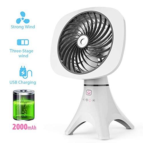 XJWZ Portable Battery Mini Fan,Air Cooler Personal Space Cooling Fans, 3 in 1 Mini Air Conditioner & Humidifier with 4 Speeds Wind, Perfect for Sleep, Working, Home,Black