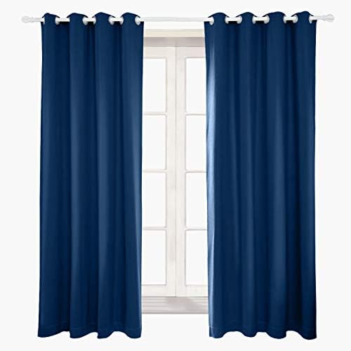AQJD Full Blackout Velvet Curtain Coating Back Hand Soft Gromment Top Sound Reducing Heavy Weight 1 Panel in One Set (Navy Blue, 72 inch 96 inch)