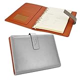 EsOffice Leather Notebook, Refillable Journal, Vintage Writing Notebook Diary with Buckle Closure/Card Holder/Pen Loop,180 Sheets/ 90 Lined Beige Pages, 5.8 x 8.2 Inches/A5 Size, Gray