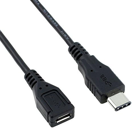 COWEEN Type C to Micro USB Cable 5 Pin USB C Enabled Mobile Phone Tablet Data Cable 0.15m Short USB C to Micro USB 2.0 Female Cord Black