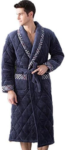 DMMSS Men 's Winter Pajamas Coral Fleece Bathrobe Flannel Home Service Thicker Warm Nightgown , brown , xxl