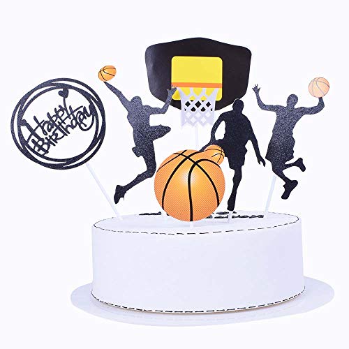 SHAMI Basketball theme cake topper for Boy birthday CupCake Topper Party Decorations Happy
