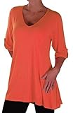 Shellie Womens Casual V Neck Tunic Plus Size Ladies Flared Long Top