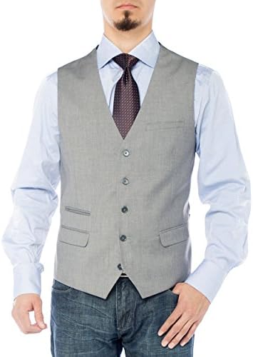 GN GIORGIO NAPOLI Men's Designer Dress Suit Waistcoat Business Fit Jacket Vest (56 US/66 EU = 4X-Large,Gray)