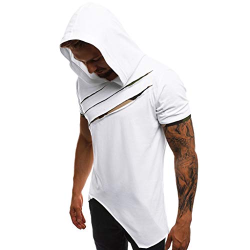 Plus Size Mens Casual Slim Fit Short Sve Hoodie Lightweight Basic Shirt top Blouse Muscle Trend Cool tee