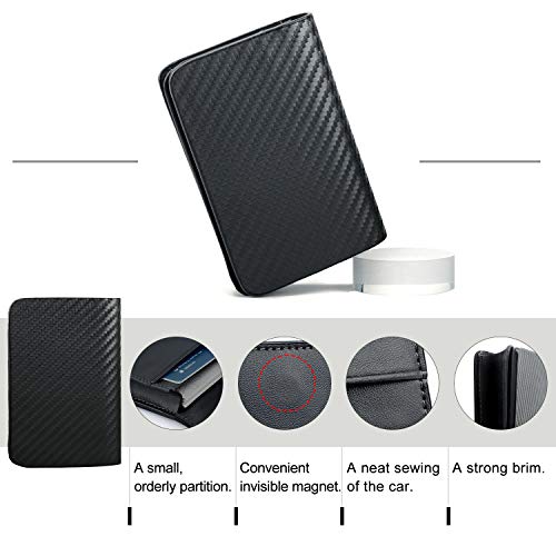 ABRONDA Carbon Fiber Business Card Case,Slim Biz Business Name Card Holder Wallet Credit Card with RFID,ID Case/Holder for Men & Women - Keep Your Business Cards Clean- Black - Thumbnail 2