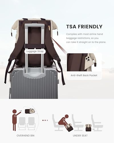 Laptop Backpack for Women, 15.6-Inch Work Bag, Waterproof Travel Backpack with Organizer, Fashionable Teacher & Nurse Bag, 2-Piece Set Vintage College Work Daypacks
