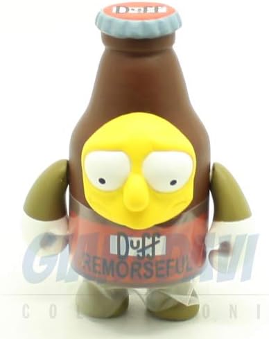 The Simpson Remorseful Duff: ~3" Woo Hoo! 25th Anniversary x Kidrobot Mini-Figure + 1 Free American Cartoon Themed Trading Card Bundle (Very Rare)
