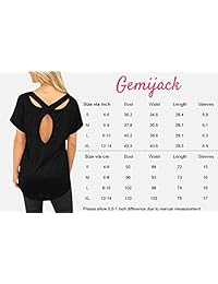 Gemijack Camisas de entrenamiento para mujer, sexy, sin espalda, manga corta, cuello en V, cruz, yoga, espalda abierta