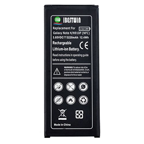 IBESTWIN 3.85V 3220mAh Li-ion Phone Replacement Battery for Samsung Galaxy Note 4, N910F, N910U 4G LTE, N910A(AT&T), N910P(Sprint), N910T(T-Mobile), N910V(Version) IBESTWIN 3.85V 3220mAh Li-ion Phone Replacement Battery for Samsung Galaxy Note 4, N910F, N910U 4G LTE, N910A(AT&T), N910P(Sprint), N910T(T-Mobile), N910V(Version)