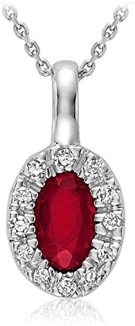 10K Gold Natural Diamond and Genuine Ruby Pendant (0.04TDW H-I Color,I1 Clarity) 18" Cable Chain (ruby)