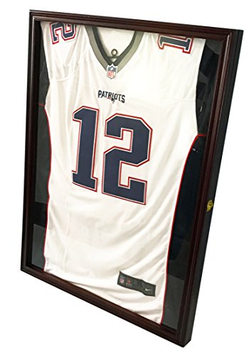 DECOMIL - Ultra Clear UV Protection Baseball/Football Jersey Frame Display Case Shadow Box, Cherry