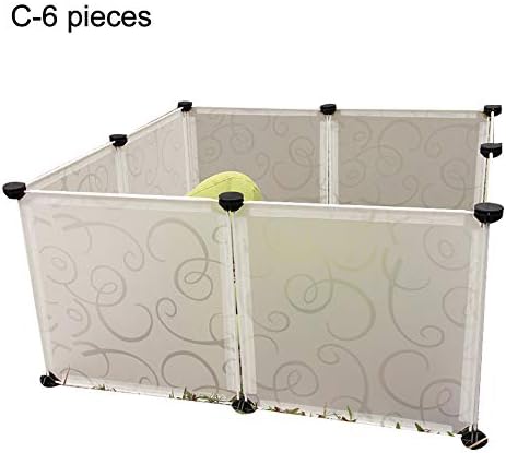 kafiGC8 Portable DIY Dog Playpen Puppy Crate Metal Wire Kennel Detachable Pet Fence Cage - C 6Pcs