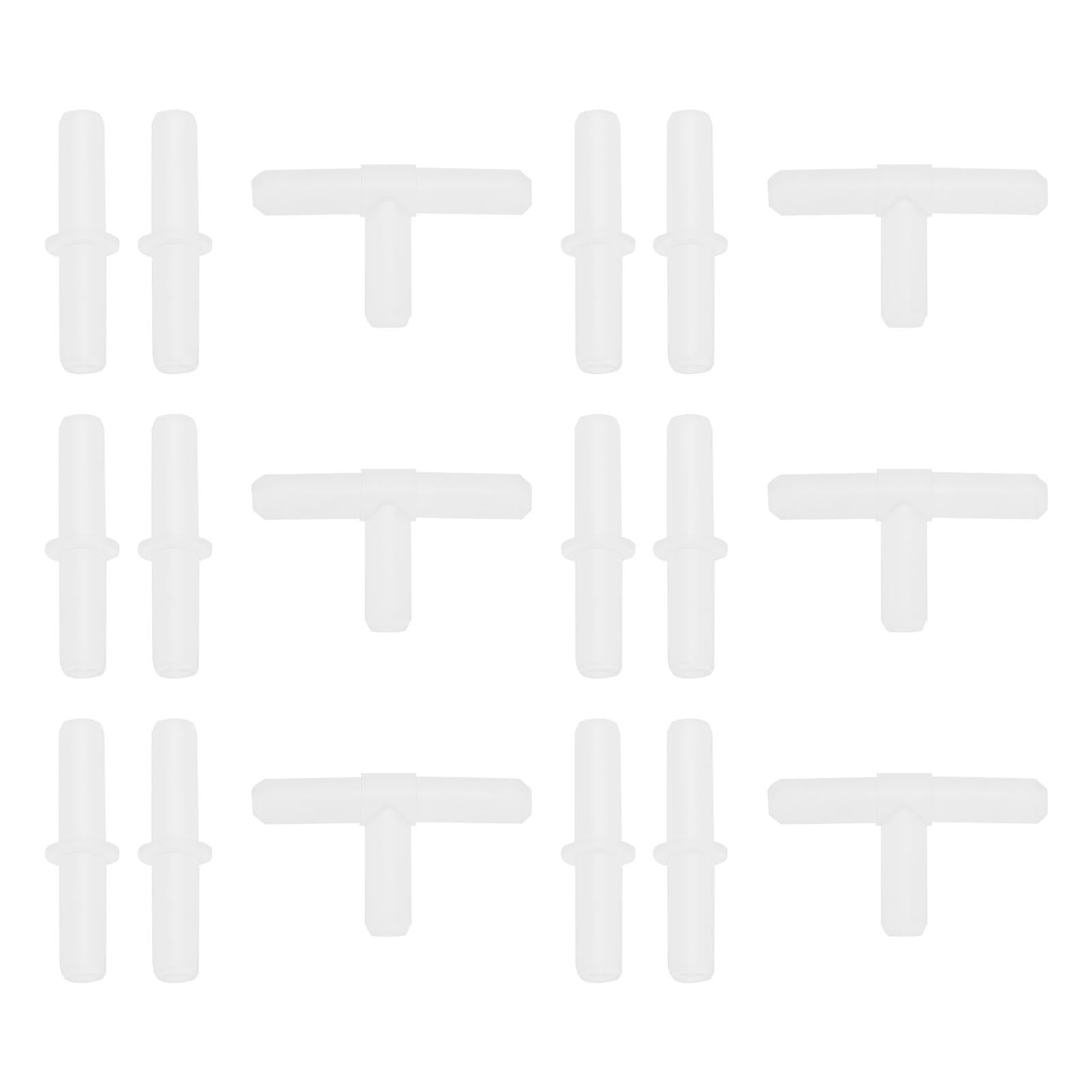 ECSiNG 30PCS Aquarium Airline Connectors Air line Tube Plastic Connector Aquarium Staight Connector I Connector T Connector for Air Line Tube 4/6mm Pump Fish Tank Pond Plastic