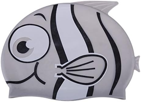 Children Cartoon Swimming Cap Silicon Diving Waterproof Cartoon Swimming Cap Gray