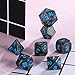 Frienda Zinc Alloy Metal Polyhedral 7-Die Dice Set for Dungeons and Dragons RPG Dice Gaming D&D Math Teaching, d20, d12, 2 Pieces d10 (00-90 and 0-9), d8, d6 and d4 (Ink Black and Blue)