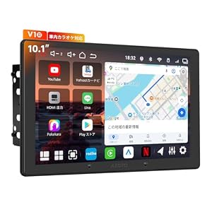 V10 10.1インチQLEDディスプレイオーディオ2DIN、Androidカーナビ 8コア 6GB+128GB、4G LTE・Wi-Fi対応