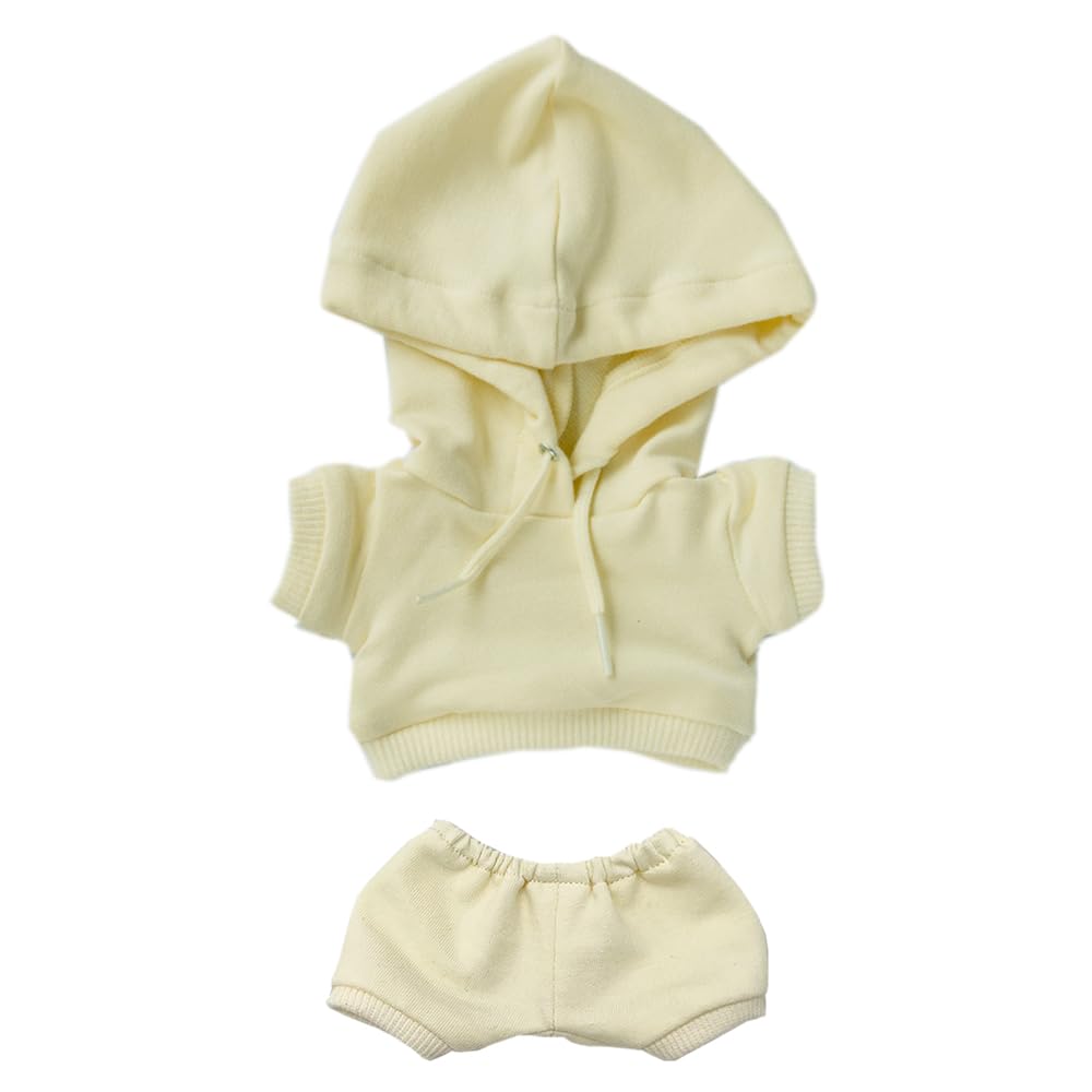 niannyyhouse 20cm Plush Doll Clothes Elastic Solid Sportswear Suits Hoodie Pants Soft Stuffed Plush Toy Dress Up Accessories (beige, 20cm)
