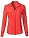 Luna Flower Women's Front Pocket Zipper Button Down Colorful Shirt Tops