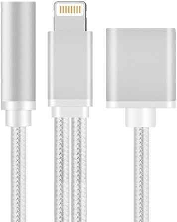 MSpark Keychain 2in1 Lightning to 3.5mm Headphone Jack Adapter Charge Cable 2A For iPhone7 &amp; 7Plus