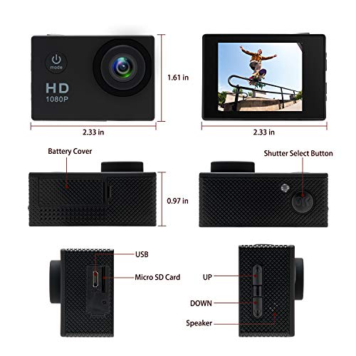Sports Action Camera Video Camera Waterproof,30M Underwater Action Cameras Waterproof Camcorder with Helmet Mount Accessories - Thumbnail 3