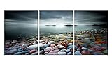 Amoy Art -3 Panels The Colorful Stones under Sunset Landscape Canvas Prints Wall Art for Home Decorations Stretched Frame Ready to Hang (12x16inx3pcs) (Kitchen)