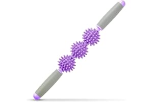 SALIHERI Fascia Muscle Roller, Cellulite Massager for Sore Muscles, Neck, Leg, Back, Pressure Trigger Point Body Deep Tissue Massage Stick Tools, 3 Massage Balls, Purple