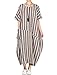 Mordenmiss Women's Cotton Linen Dress Stripes Plus Size Dresses Style 2-L-Gray