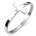 KONOV Mens Womens Stainless Steel Bracelet, Cross Cuff Bangle, Silver