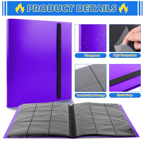 RISVOWO Card Album, 360 Collectible Cards, Transparent Collectible Card Albums, Waterproof Album Collection Cards for Standard Size Cards