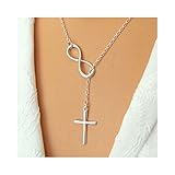 Ularmo New Hot Fashion Casual Personality Infinity Cross Lariat Pendant Necklace Chain