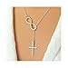 Ularmo New Hot Fashion Casual Personality Infinity Cross Lariat Pendant Necklace Chain