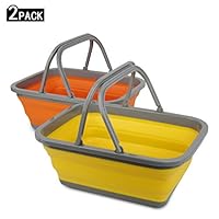 Tiawudi 2 Pack Collapsible Sink with 2.25 Gal / 8.5L Each Wash Basin for Washing Dishes, Camping, Hiking and Home