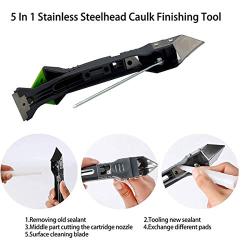 Caulking Tool Kit 2021 NEW Caulk Remover 5 in 1 Silicone Caulking Tools Glass Glue Angle Scraper Kit Sealant Scraper… - Image 4