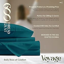 600 TC King Size Sheet Set - 100% Cotton Sheets