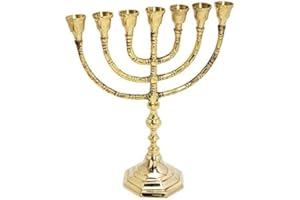 SALOMONS MENORAH Salomon's Menora Authentic Brass Menorah - 7-Branch Candle Holder from Jerusalem, Israel - Antique Design for Spiritual, Religious & Home Decor