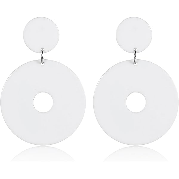 White Earrings Pair 70s Earrings For Women Trendy PET Earrings