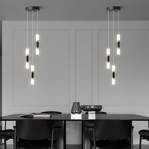 ZYBWL Modern Pendant Lamp Black 3 Flame LED Mini Dining Room for Kitchen Living Room Bedroom Bar Black Gold Small Height Adjustable