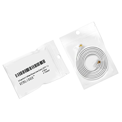 image for 3 Feet Premium Quality Telephone Cable, RJ11 Male to Male 6P4C Phone L