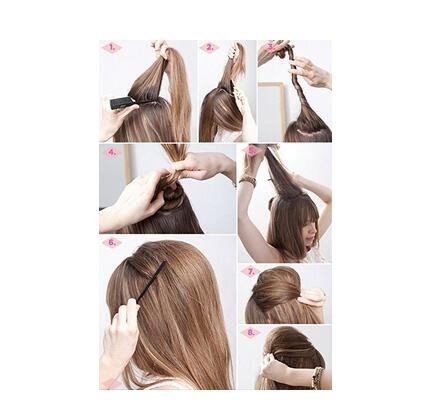 2PCS Women Lady Girls Soft Sponge Foam Hair Base Inserts Bump Up Hair Pads Stick Bun Maker Hair Styling Clip Hair Comb Braid Tool Hair Styling Accessories Beige