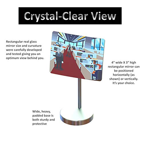 Desk and Cubicle Mirror to See Behind You, Silver Stand with Detachable