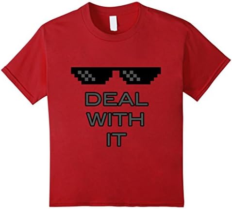 Kids Deal With It Shades/Sunglasses Shirt 10 Cranberry