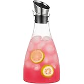 Purefold 44 Ounce Glass Carafe with Stainless Steel Lid, Ice Tea Pitcher, Juice jar, Tea & Coffee Maker, Perfect Drinkware for Hot and Cold Water Pitcher